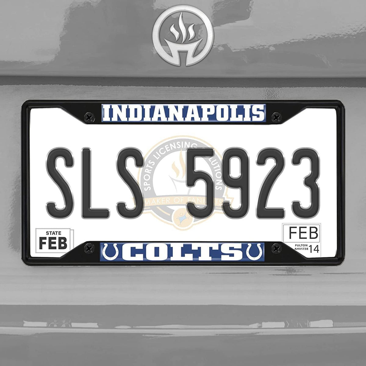 Indianapolis Colts Black Metal License Plate Frame Tag Cover, 6x12 Inch