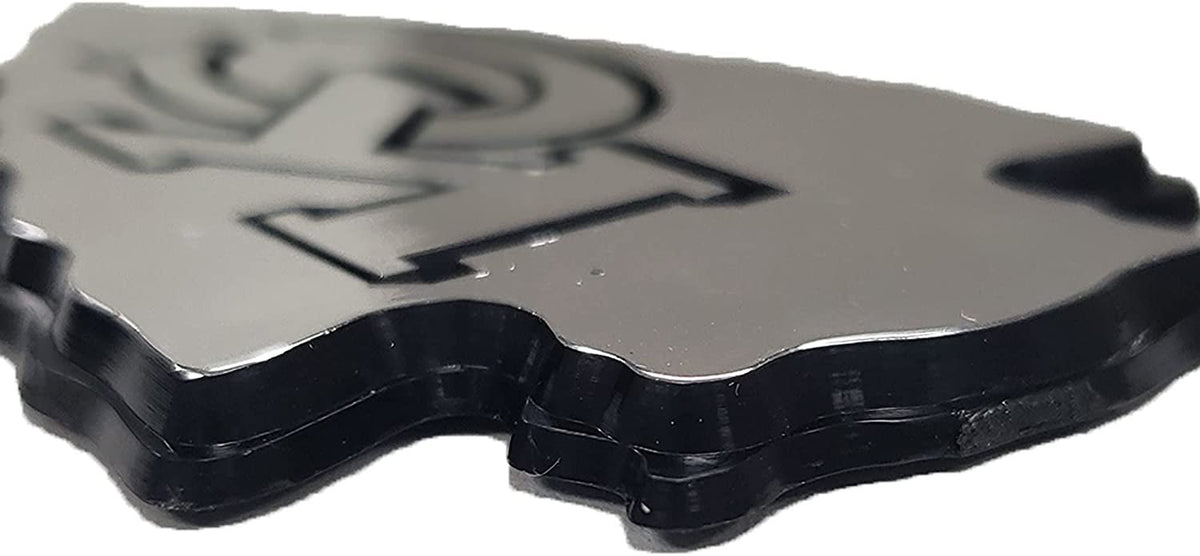 Arizona Coyotes Auto Emblem, Silver Chrome Color, Kachina Logo, Raised Molded Shape Cut Plastic, Adhesive Tape Backing