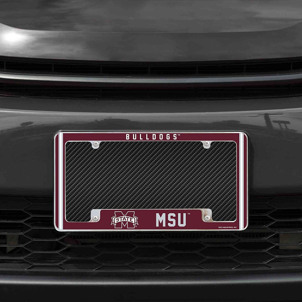Mississippi State University Bulldogs Metal License Plate Frame Chrome Tag Cover Alternate Design 6x12 Inch