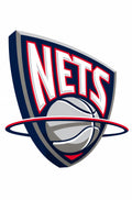 Brooklyn Nets New Jersey Retro Logo Jumbo Static Cling Decal Sticker, 11x12 Inch, Home or Auto Use, Reusuable Peel and Stick Application to any Flat Clean Surface, Officially Licensed