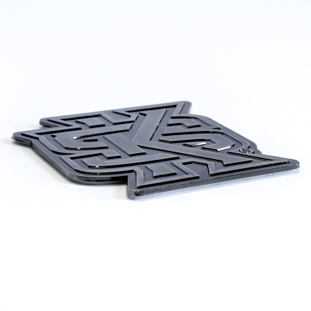 Southern Arkansas University Muleriders Solid Metal Auto Emblem, Antique Nickel Finish, Raised, Die Cut, 3.5 Inch, Adhesive Tape Backing