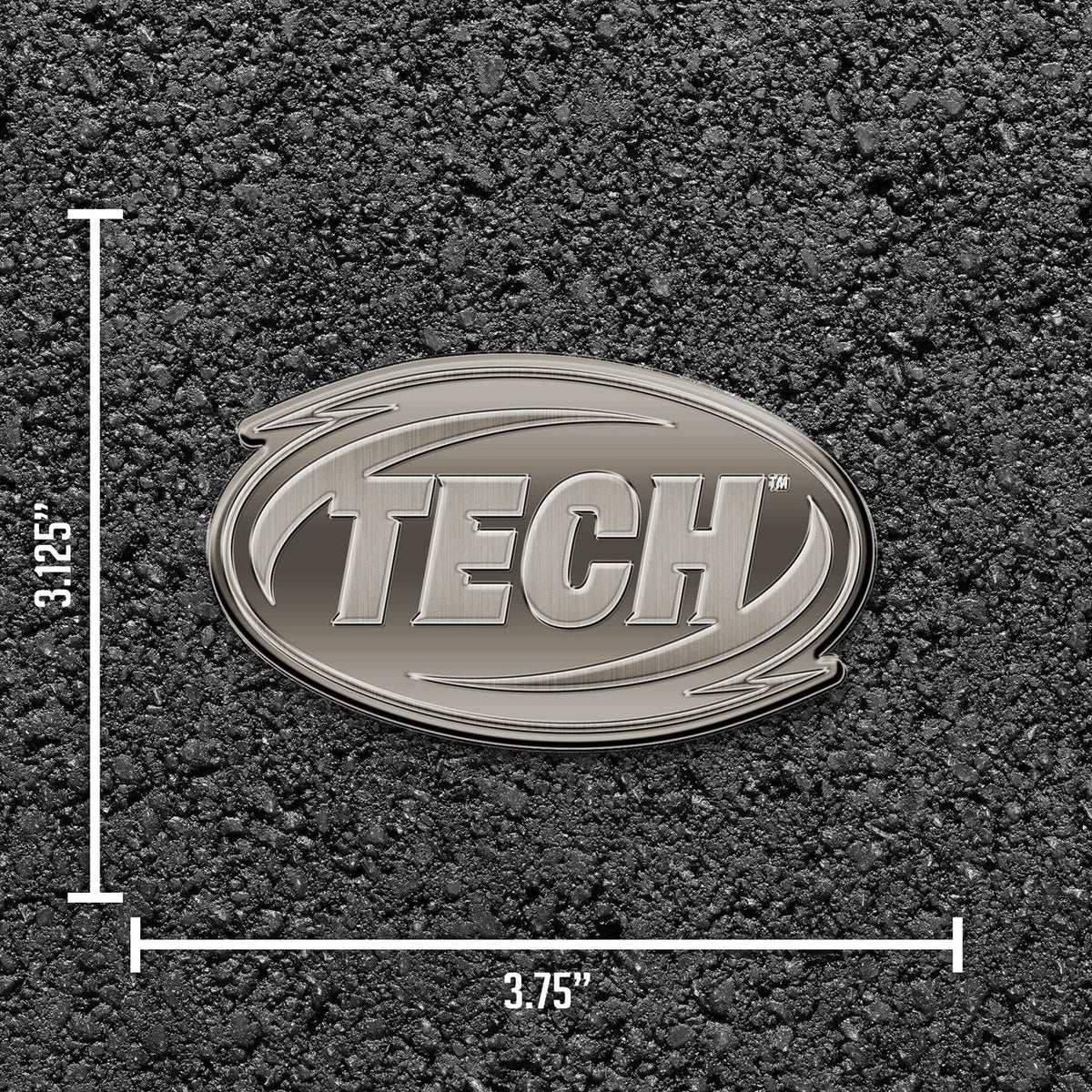Arkansas Tech University Wonder Boys Solid Metal Auto Emblem, Antique Nickel Finish, Raised, Die Cut, 3.5 Inch, Adhesive Tape Backing