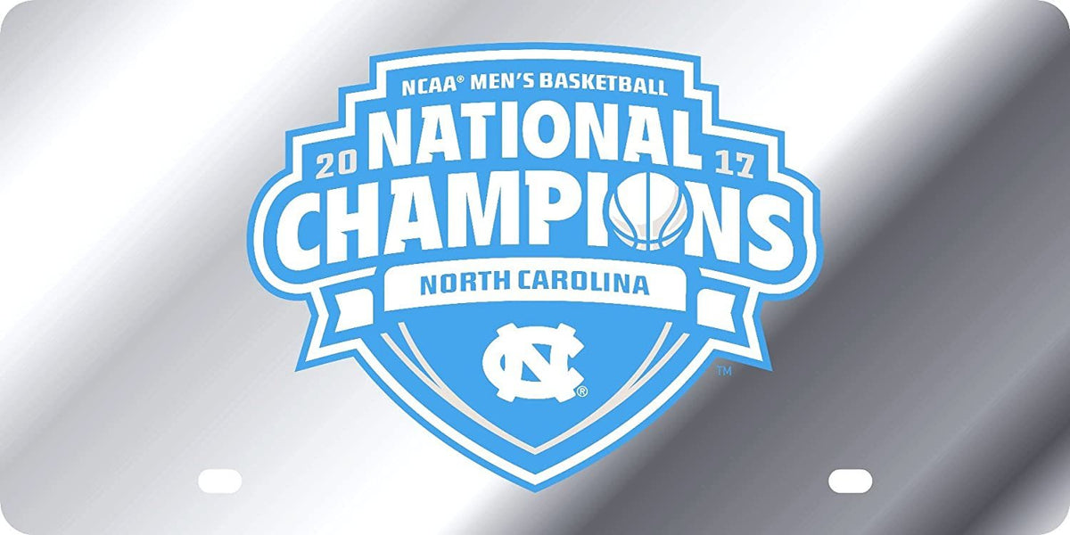 University of North Carolina Tar Heels 2017 Champions Premium Laser Cut Tag License Plate, Mirrored Acrylic Inlaid, 6x12 Inch