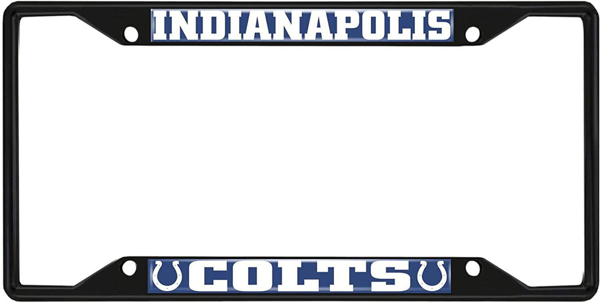 Indianapolis Colts Black Metal License Plate Frame Tag Cover, 6x12 Inch