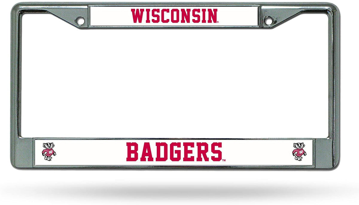 University of Wisconsin Badgers Premium Metal License Plate Frame Chrome Tag Cover, 12x6 Inch
