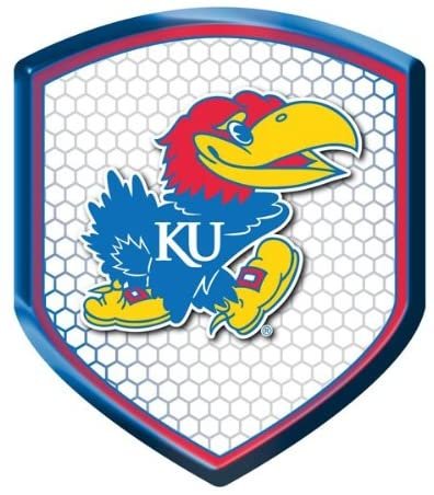 University of Kansas Jayhawks High Intensity Reflector, Shield Shape, Raised Decal Sticker, 2.5x3.5 Inch, Home or Auto, Full Adhesive Backing