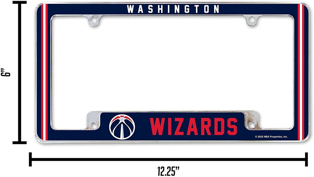 Washington Wizards Metal License Plate Frame Chrome Tag Cover Alternate Design 6x12 Inch