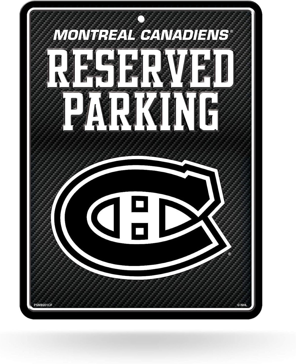 Montreal Canadiens Metal Parking Novelty Wall Sign 8.5 x 11 Inch Carbon Fiber Design