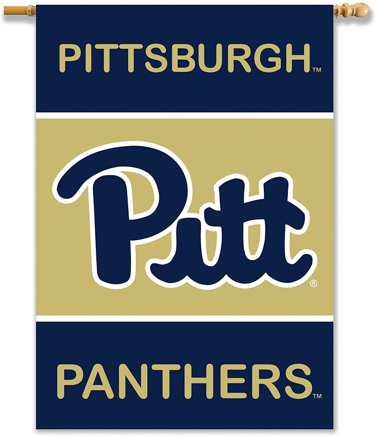 University of Pittsburgh Panthers Pitt Premium 2-Sided 28x40 Inch House Banner Flag, with Sleeve for Pole