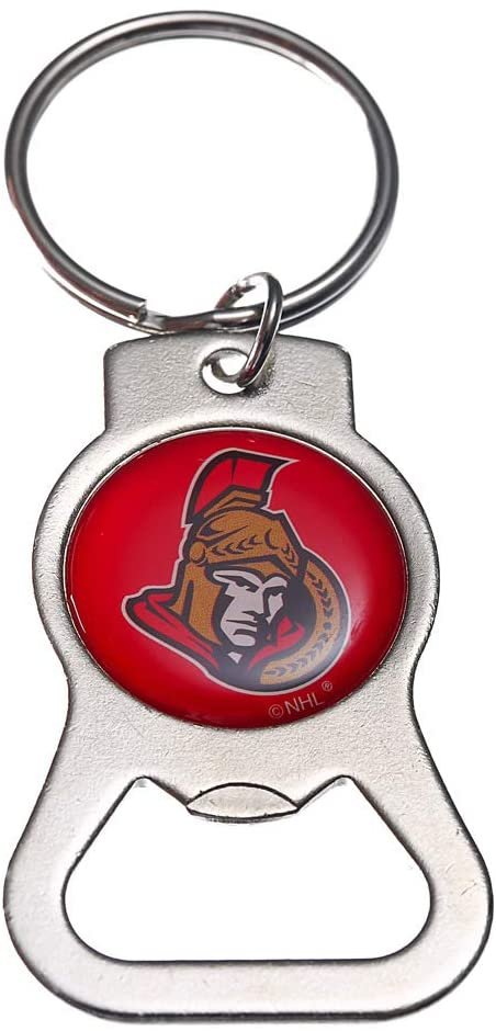 Ottawa Senators Premium Solid Metal Bottle Opener Keychain, Silver Key Ring, Team Logo