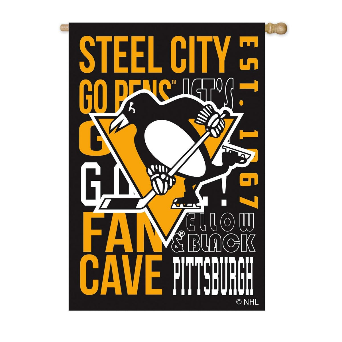 Pittsburgh Penguins Premium Double Sided Banner House Flag, Fan Rules Design, 28x44 Inch