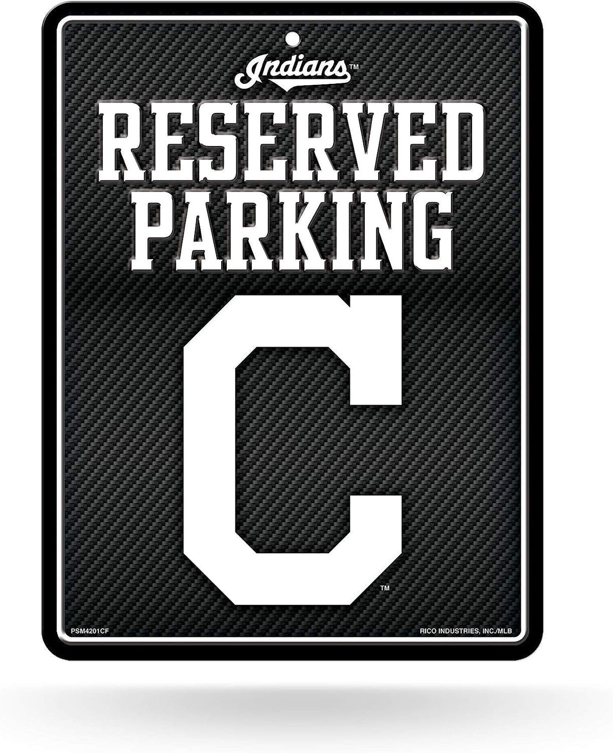 Cleveland Guardians Indians Metal Parking Novelty Wall Sign 8.5 x 11 Inch Carbon Fiber Design