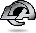 Los Angeles Rams Auto Emblem, Silver Chrome Color, Raised Molded Plastic, 3.5 Inch, Adhesive Tape Backing