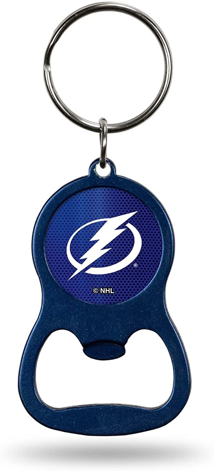 Tampa Bay Lightning Premium Solid Metal Bottle Opener Keychain, Key Ring, Team Color