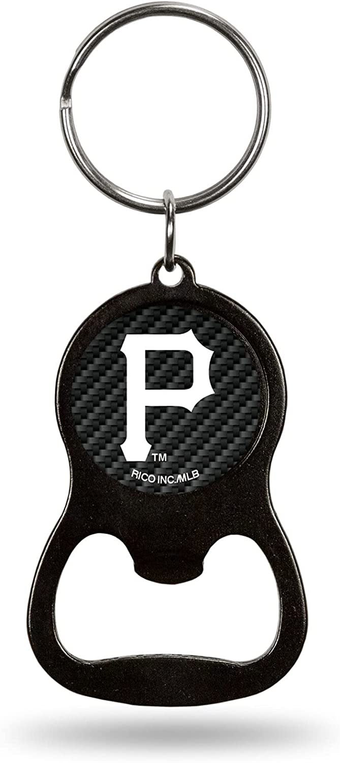 Pittsburgh Pirates Keychain Bottle Opener Carbon Fiber Design Metal Baseball