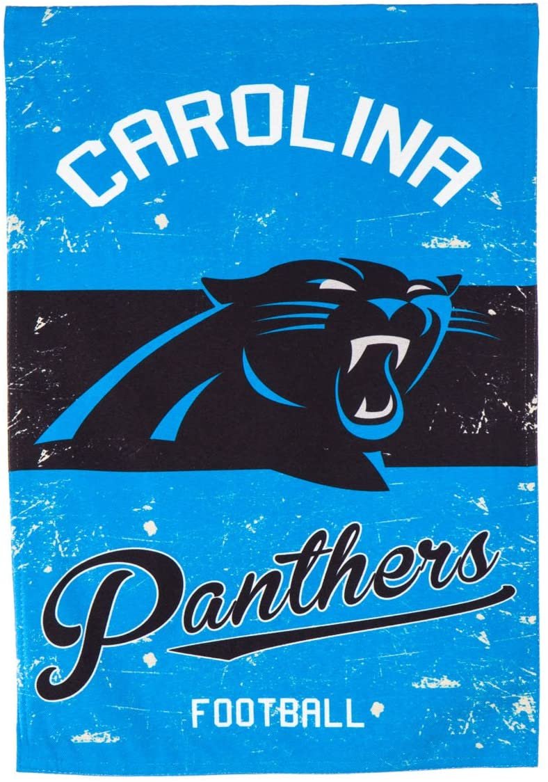 Carolina Panthers Premium Garden Flag Banner, Double Sided, Linen, Vintage Style, 13x18 Inch