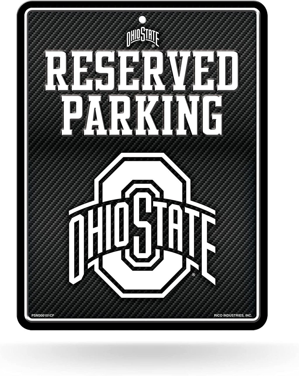 Ohio State University Buckeyes Metal Parking Novelty Wall Sign 8.5 x 11 Inch Carbon Fiber Design